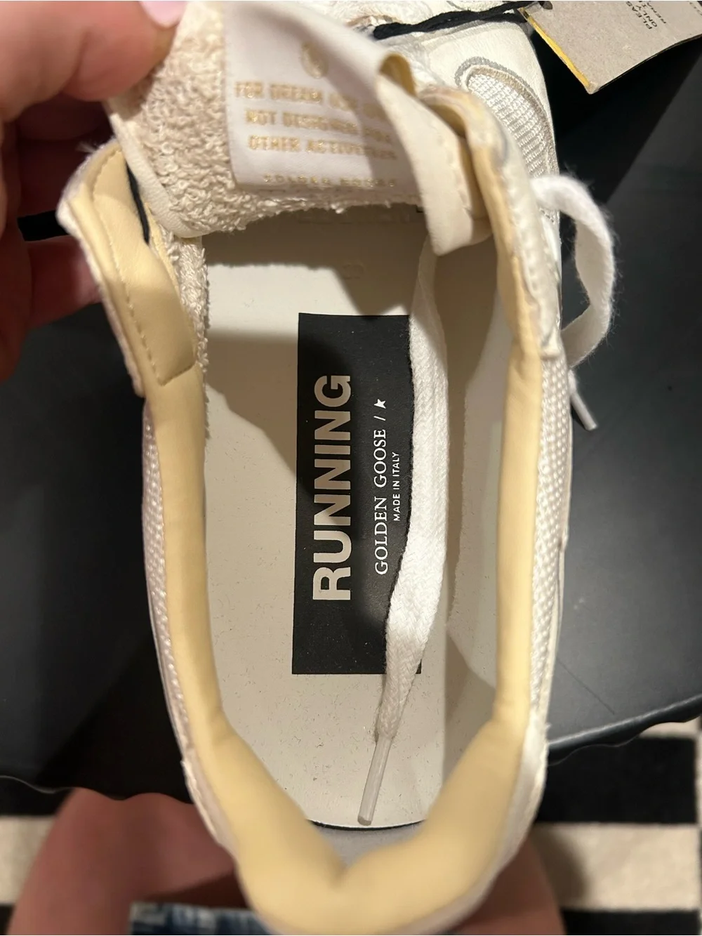 Golden Goose Cream and White Running Low-Top Sneakers